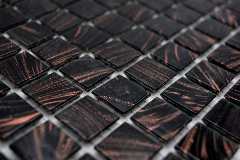 Piastrella di mosaico di vetro Nero rame iridescente MOS230-G49