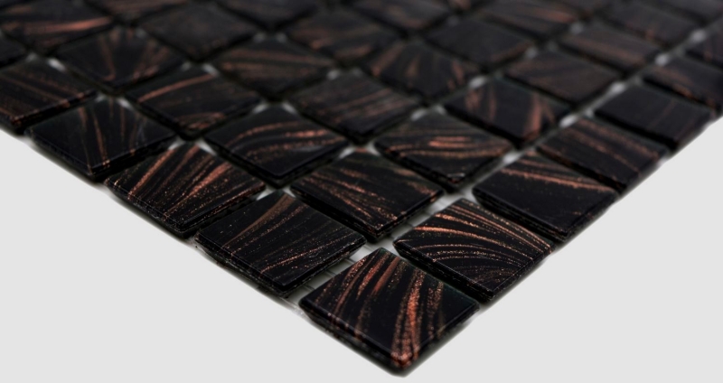 Piastrella di mosaico di vetro Nero rame iridescente MOS230-G49