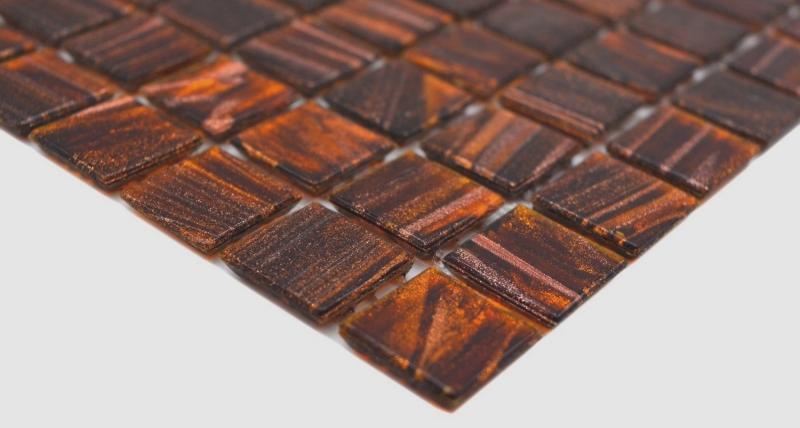 Piastrella di vetro per mosaico marrone scuro oro rame iridescente MOS230-G36