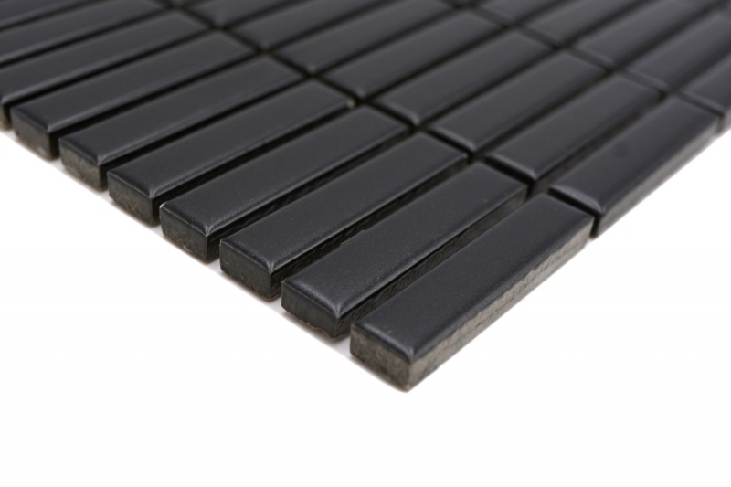 Mosaico ceramico nero opaco aspetto bambù piastrelle mosaico cucina piastrelle backsplash bagno doccia parete MOS24-BM8_f