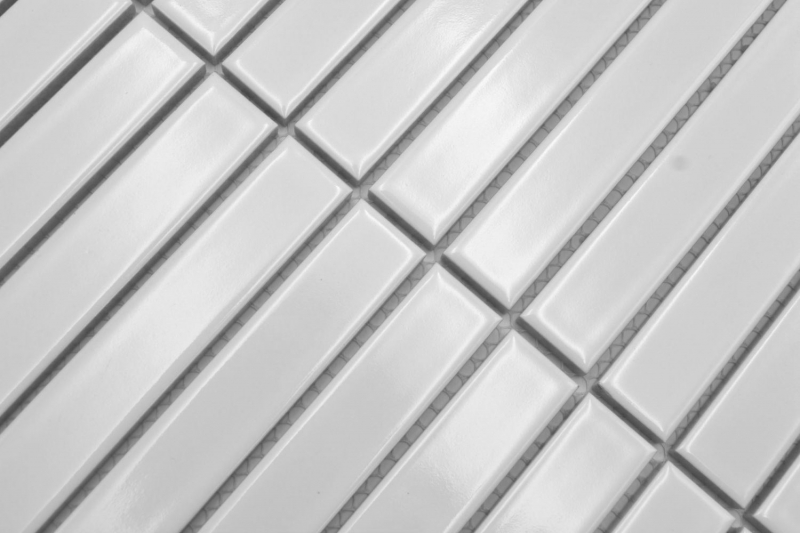 Mosaico ceramico bianco lucido effetto tondino piastrelle mosaico cucina piastrelle backsplash bagno doccia muro MOS24-S10_f