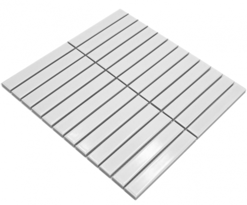 Mosaico ceramico bianco lucido effetto tondino piastrelle mosaico cucina piastrelle backsplash bagno doccia muro MOS24-S10_f