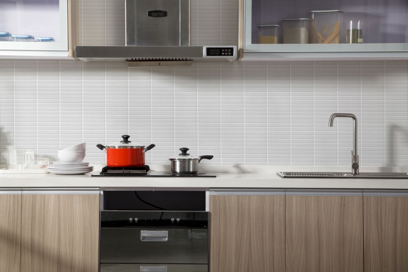 Mosaico ceramico bianco lucido effetto tondino piastrelle mosaico cucina piastrelle backsplash bagno doccia muro MOS24-S10_f