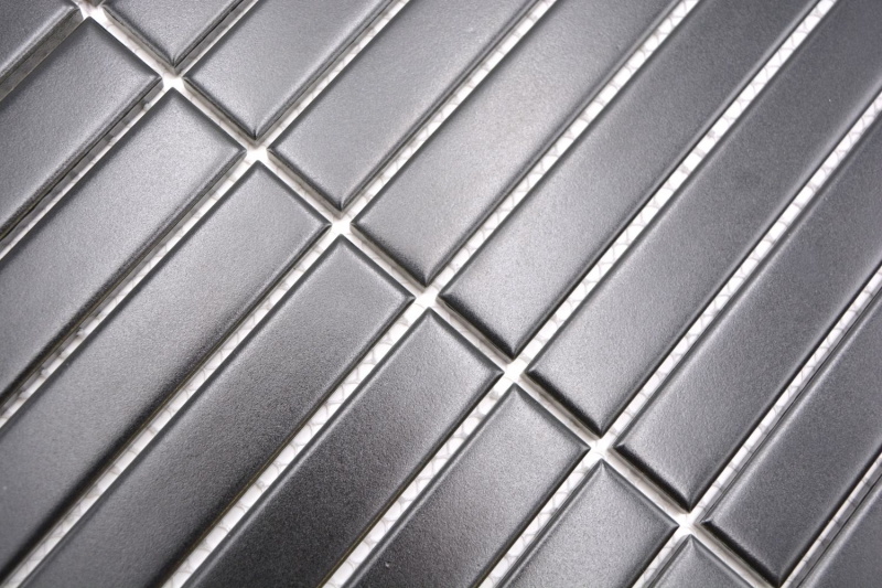 Mosaico ceramico nero opaco effetto tondino Piastrella per parete cucina Backsplash per doccia bagno MOS24-S60_f