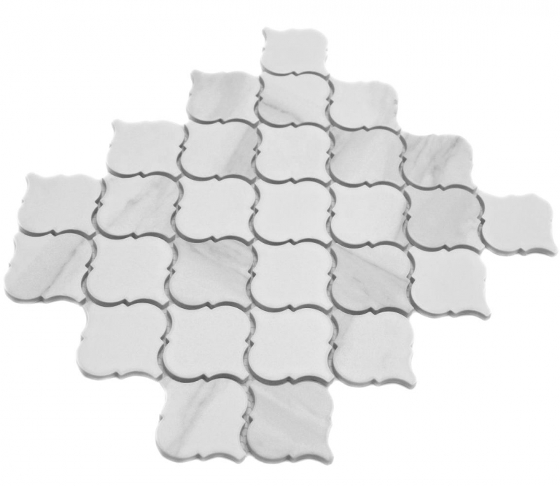 Mosaico ceramico bianco opaco effetto pietra Piastrelle di mosaico per cucina Rivestimento per bagno Parete doccia MOS13-0201_f
