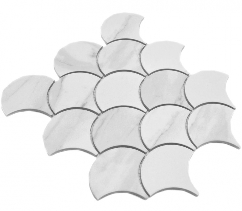 Mosaico ceramico bianco opaco effetto pietra Piastrella per parete cucina Backsplash per doccia bagno MOS13-FS0102_f