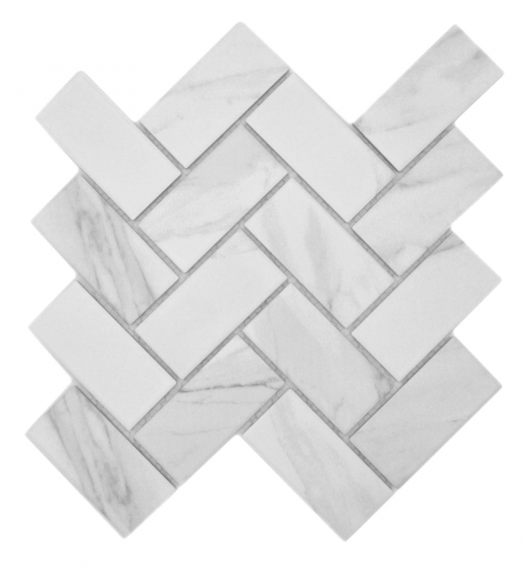 Mosaico ceramico bianco opaco effetto pietra piastrelle mosaico cucina piastrelle backsplash bagno doccia parete MOS24-1102_f
