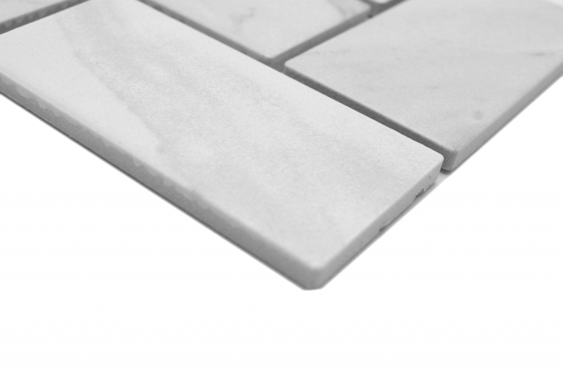 Mosaico ceramico bianco opaco effetto pietra piastrelle mosaico cucina piastrelle backsplash bagno doccia parete MOS24-1102_f