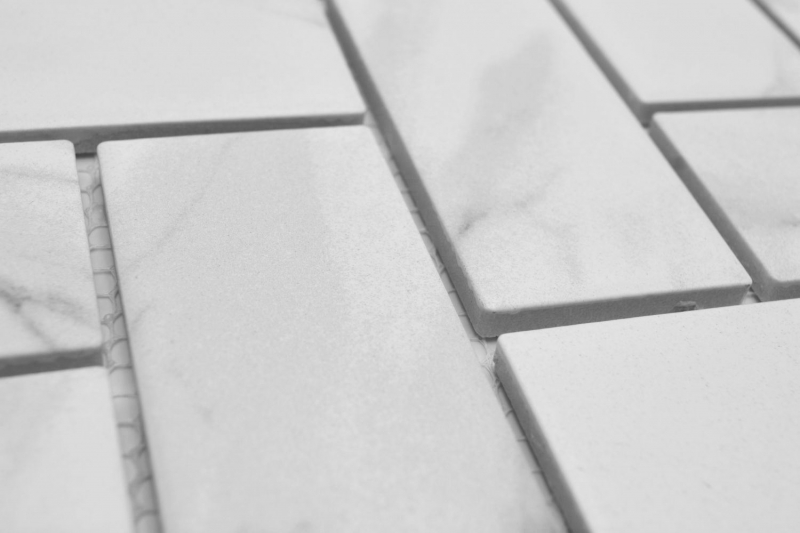 Mosaico ceramico bianco opaco effetto pietra piastrelle mosaico cucina piastrelle backsplash bagno doccia parete MOS24-1102_f