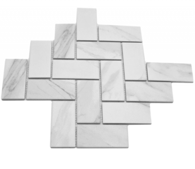 Mosaico ceramico bianco opaco effetto pietra piastrelle mosaico cucina piastrelle backsplash bagno doccia parete MOS24-1102_f
