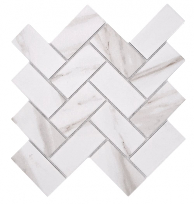 Mosaico ceramico bianco opaco effetto pietra piastrelle mosaico cucina piastrelle backsplash bagno doccia MOS24-1112_f