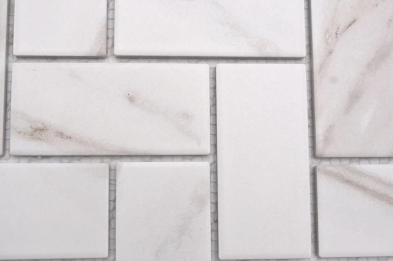 Mosaico ceramico bianco opaco effetto pietra piastrelle mosaico cucina piastrelle backsplash bagno doccia MOS24-1112_f