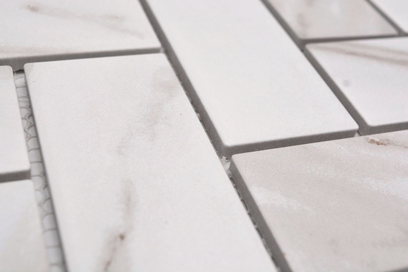 Mosaico ceramico bianco opaco effetto pietra piastrelle mosaico cucina piastrelle backsplash bagno doccia MOS24-1112_f