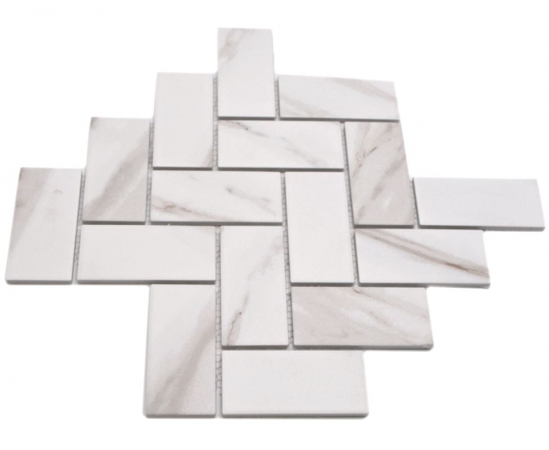 Mosaico ceramico bianco opaco effetto pietra piastrelle mosaico cucina piastrelle backsplash bagno doccia MOS24-1112_f