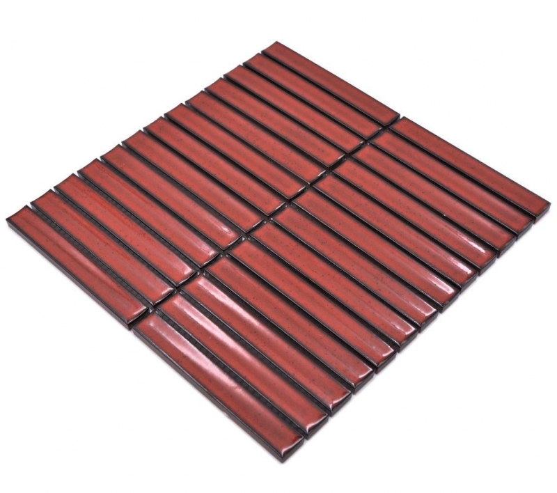 Mosaico ceramico rosso lucido effetto tondino piastrelle mosaico cucina piastrelle backsplash bagno doccia parete MOS24-CS56_f