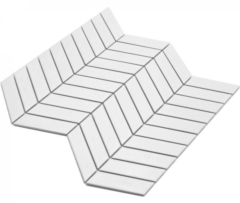Mosaico ceramico bianco opaco effetto freccia Piastrella da parete per cucina Backsplash per bagno Parete doccia MOS24-EV21_f