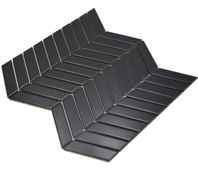 Mosaico ceramico nero opaco a forma di freccia Piastrella da parete per cucina Backsplash per bagno Parete doccia MOS24-EV29_f