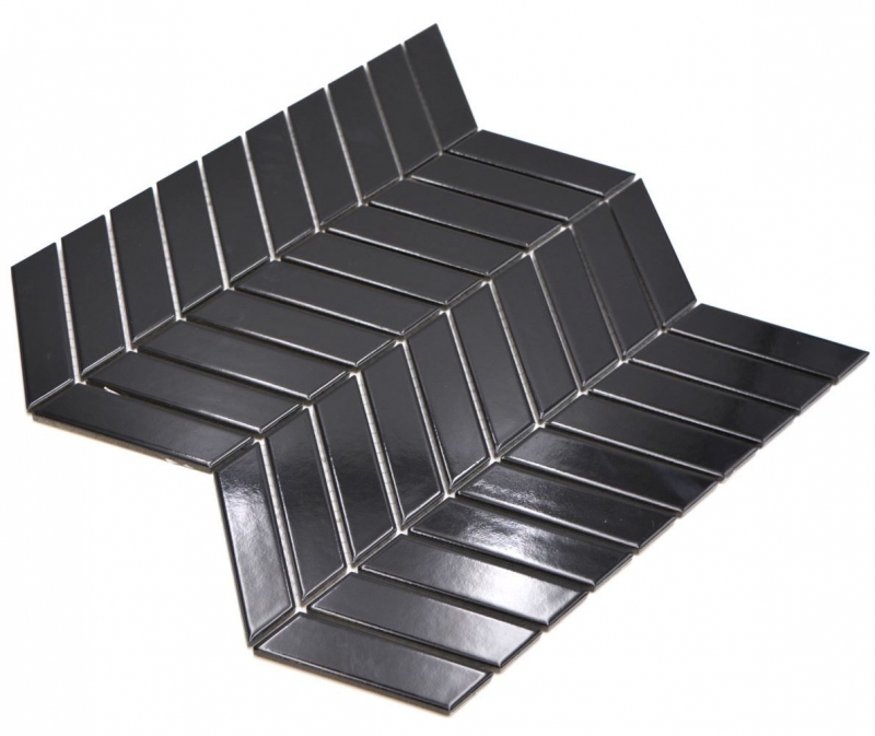 Mosaico ceramico nero lucido effetto freccia piastrelle mosaico cucina piastrelle backsplash bagno doccia parete MOS24-EV39_f