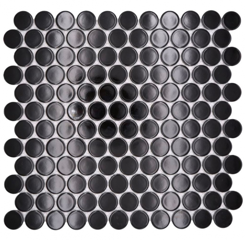 Ceramica mosaico nero lucido aspetto rotondo mosaico piastrelle cucina muro piastrelle backsplash bagno doccia muro MOS10-0300GR_f
