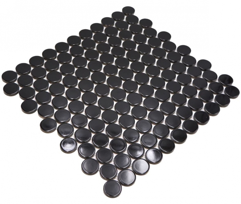 Ceramica mosaico nero lucido aspetto rotondo mosaico piastrelle cucina muro piastrelle backsplash bagno doccia muro MOS10-0300GR_f