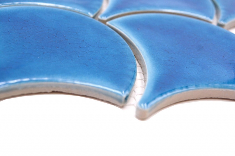 Mosaico ceramico blu scuro lucido a ventaglio Piastrella di mosaico per parete cucina Backsplash Bagno doccia MOS13-FS3_f