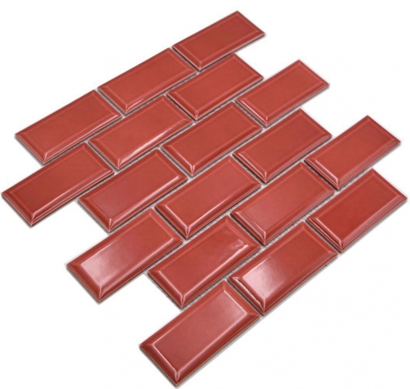 Ceramica mosaico rosso lucido metro look mosaico piastrelle cucina muro backsplash bagno doccia muro MOS24-09R_f