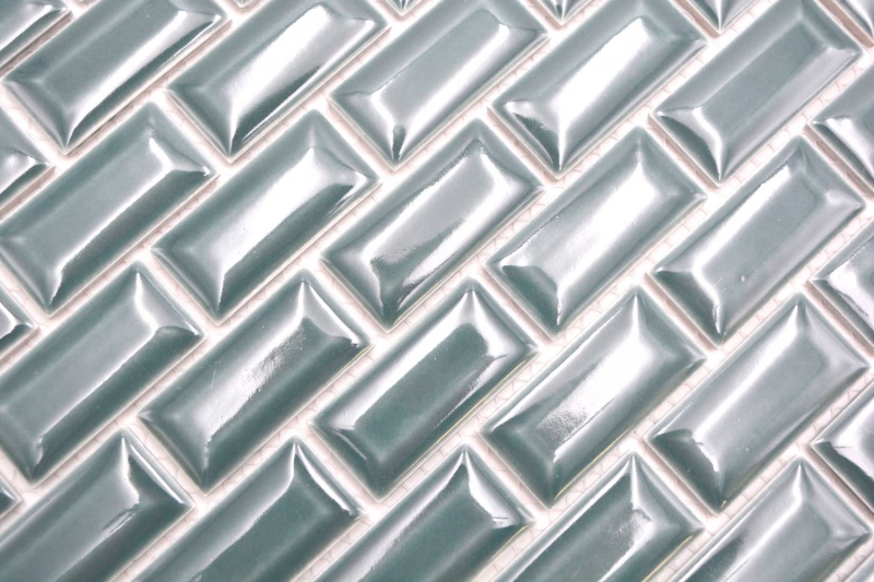 Mosaico ceramico verde scuro lucido aspetto metro mosaico piastrelle cucina parete backsplash bagno doccia MOS26-0616_f