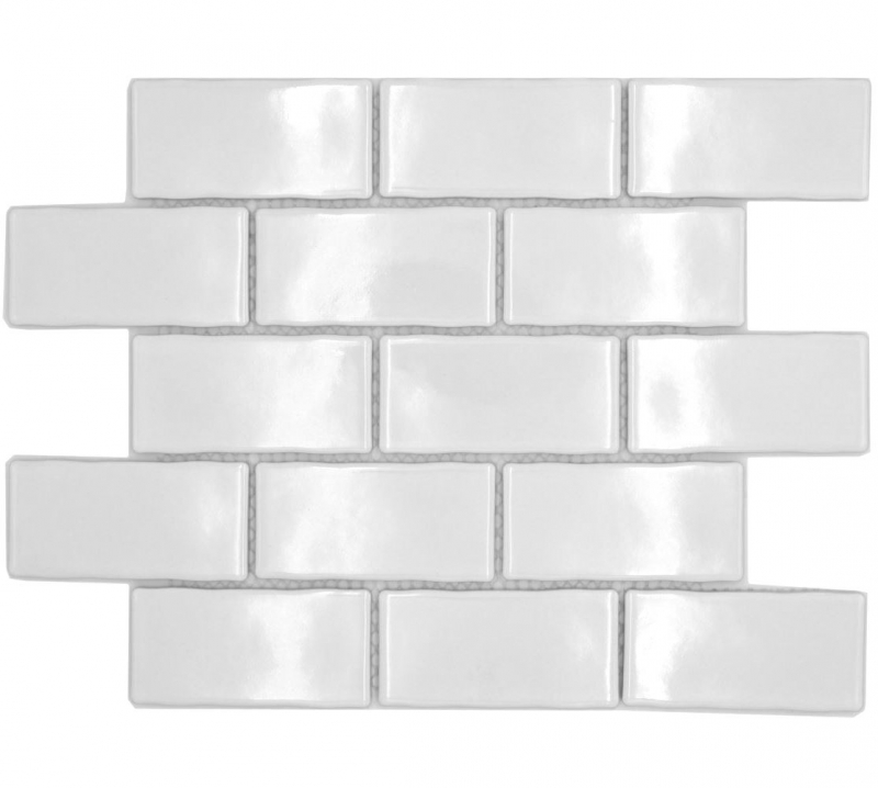 Ceramica mosaico bianco lucido muratura legame aspetto mosaico piastrelle cucina muro piastrelle backsplash bagno doccia muro MOS26-238_f