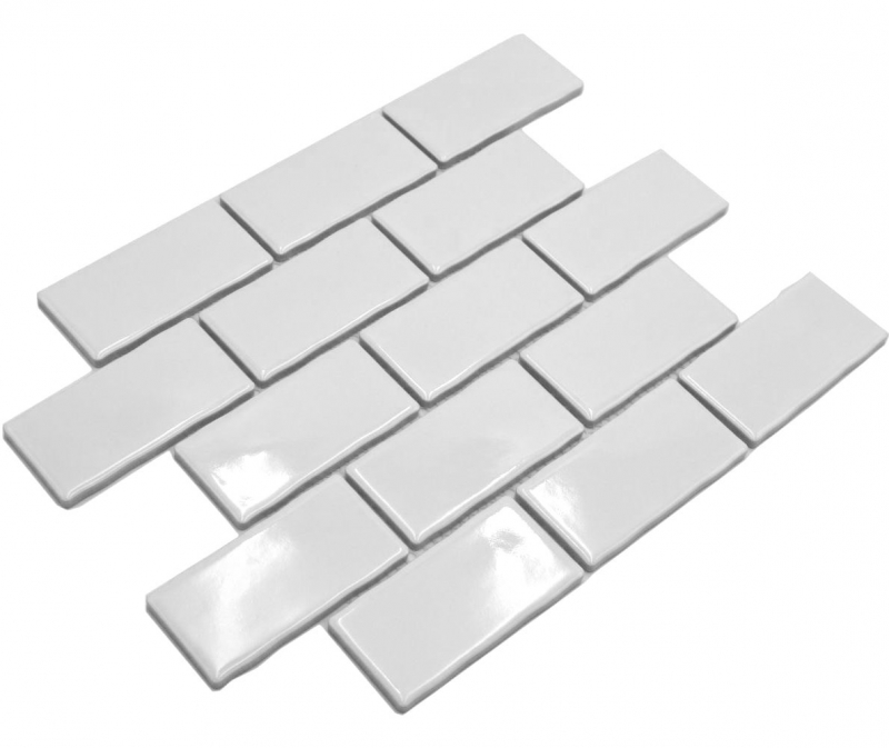 Ceramica mosaico bianco lucido muratura legame aspetto mosaico piastrelle cucina muro piastrelle backsplash bagno doccia muro MOS26-238_f