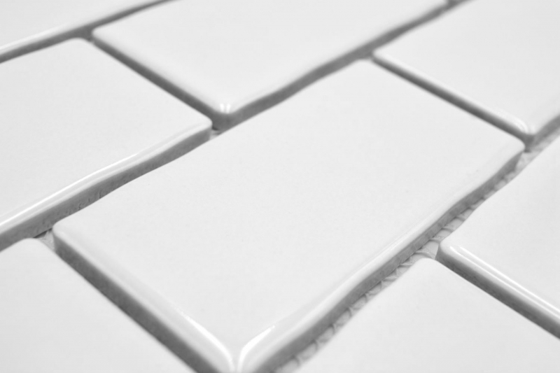 Ceramica mosaico bianco lucido muratura legame aspetto mosaico piastrelle cucina muro piastrelle backsplash bagno doccia muro MOS26-238_f