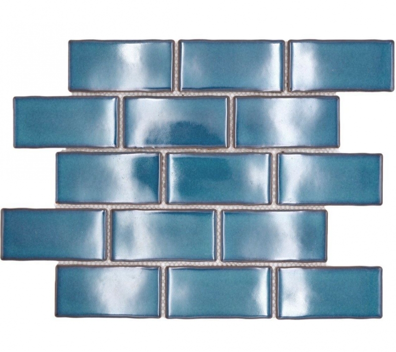 Ceramica mosaico blu lucido muratura legame aspetto mosaico piastrelle cucina parete backsplash bagno doccia parete MOS26-612_f