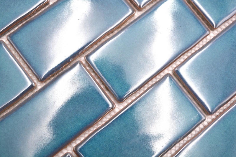 Ceramica mosaico blu lucido muratura legame aspetto mosaico piastrelle cucina parete backsplash bagno doccia parete MOS26-612_f