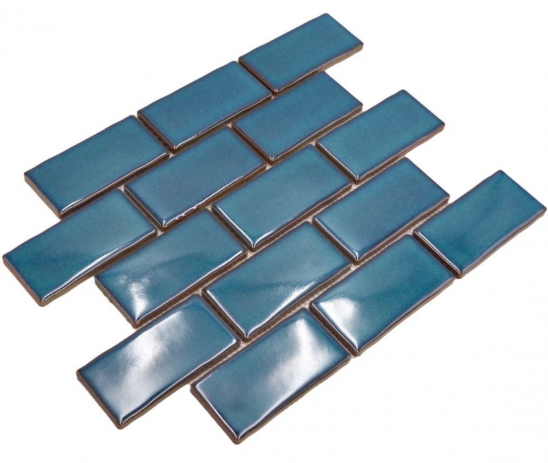 Ceramica mosaico blu lucido muratura legame aspetto mosaico piastrelle cucina parete backsplash bagno doccia parete MOS26-612_f