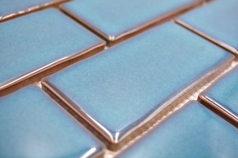 Ceramica mosaico blu lucido muratura legame aspetto mosaico piastrelle cucina parete backsplash bagno doccia parete MOS26-612_f