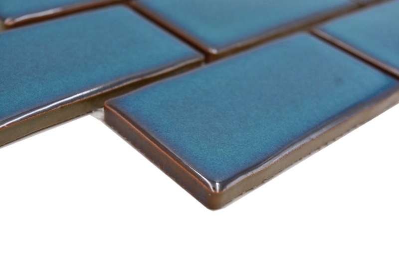 Ceramica mosaico blu lucido muratura legame aspetto mosaico piastrelle cucina parete backsplash bagno doccia parete MOS26-612_f
