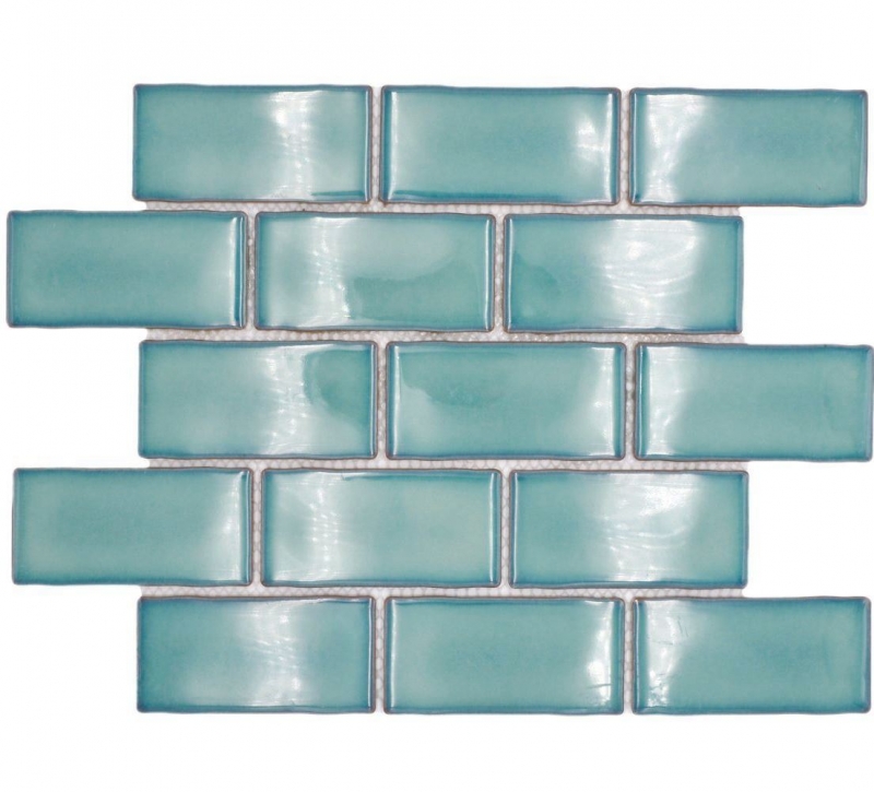 Ceramica mosaico verde lucido muratura legame aspetto mosaico piastrelle cucina muro piastrelle backsplash bagno doccia muro MOS26-716_f