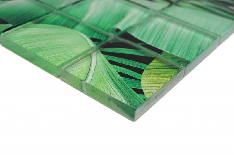 Piastrella di mosaico di vetro mosaico verde lucido aspetto floreale piastrella di mosaico parete cucina piastrella specchio bagno doccia parete MOS88-Pic01_f