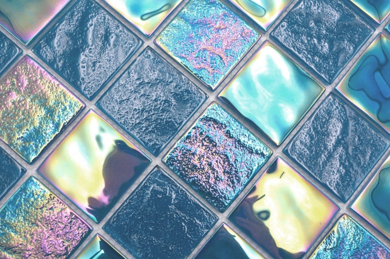 Piastrella di mosaico di vetro mosaico iridium blu lucido piastrella di mosaico cucina piastrella di parete specchio bagno doccia parete MOS66-S63-48_f