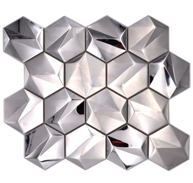 Mosaico metallico Titanio lucido/opaco aspetto esagonale piastrella di mosaico parete cucina backsplash bagno doccia parete MOS128-SB_f