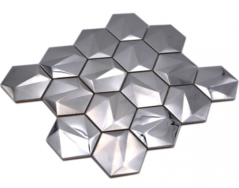 Mosaico metallico Titanio lucido/opaco aspetto esagonale piastrella di mosaico parete cucina backsplash bagno doccia parete MOS128-SB_f