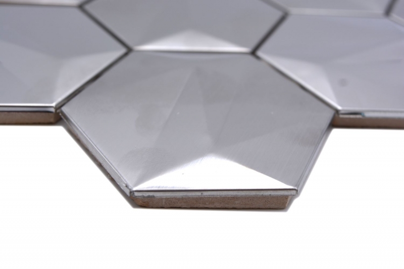 Mosaico metallico Titanio lucido/opaco aspetto esagonale piastrella di mosaico parete cucina backsplash bagno doccia parete MOS128-SB_f