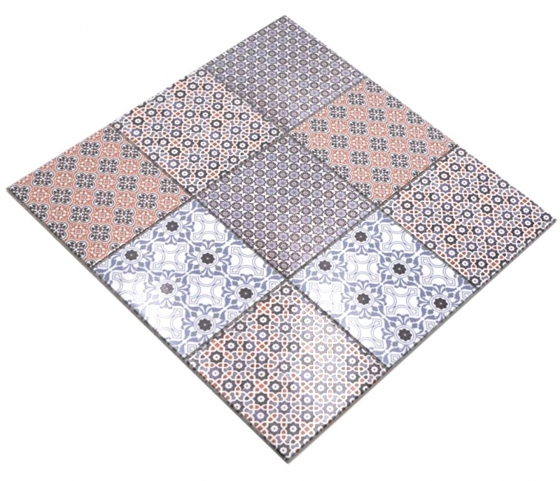 Piastrelle di mosaico autoadesive mix bianco/blu/arancione/grigio lucido look retro piastrelle di mosaico cucina piastrelle di parete specchio bagno MOS200-S1404_f