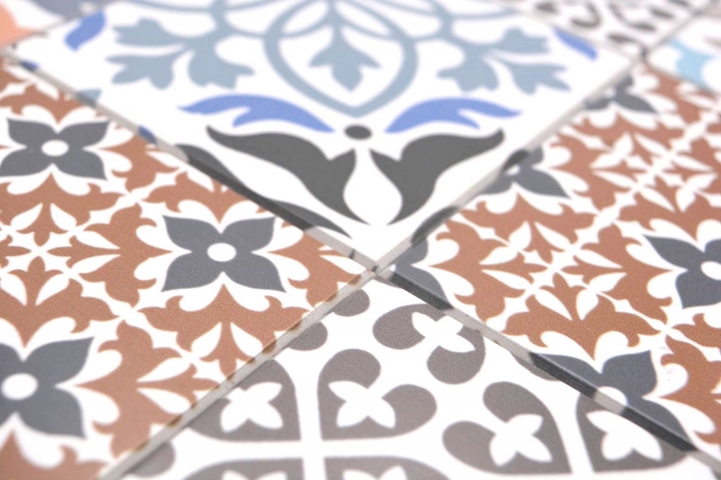 Piastrelle a mosaico autoadesive mix crema/blu/arancio/grigio opaco look retro piastrelle a mosaico cucina piastrelle backsplash bagno MOS200-S1406_f