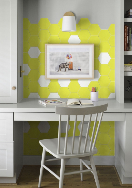 Piastrelle di mosaico autoadesive giallo opaco aspetto esagono piastrelle di mosaico cucina parete backsplash bagno MOS200-S07_f