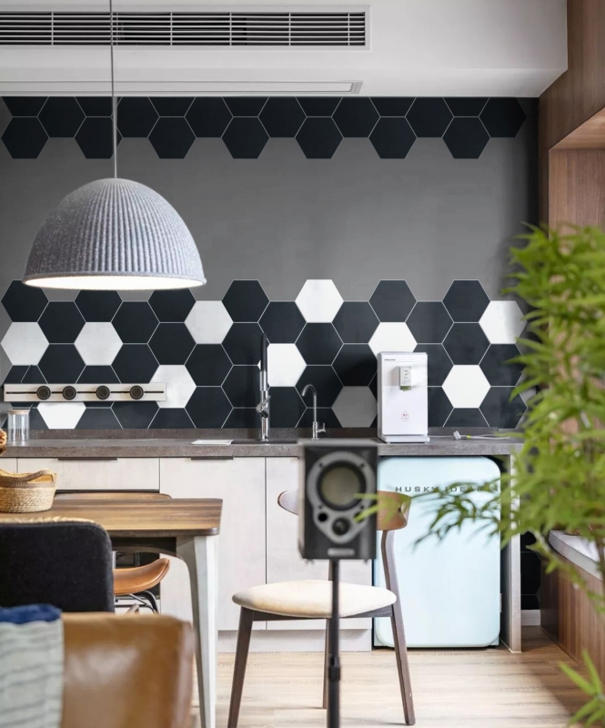 Piastrelle a mosaico autoadesive bianco opaco aspetto esagono piastrelle a mosaico parete cucina backsplash bagno MOS200-S01_f