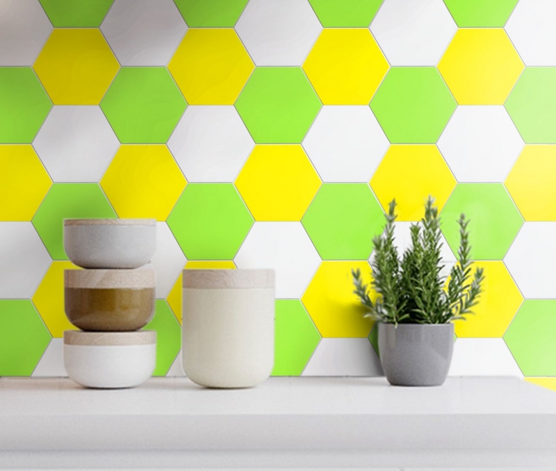 Piastrelle di mosaico autoadesive verde opaco aspetto esagono piastrelle di mosaico cucina muro piastrelle backsplash bagno MOS200-S05_f