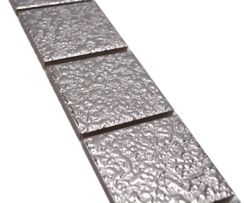 Bordo Border mosaico argento lucido aspetto martello piastrelle mosaico cucina piastrelle muro specchio bagno MOS16BOR-0207_f