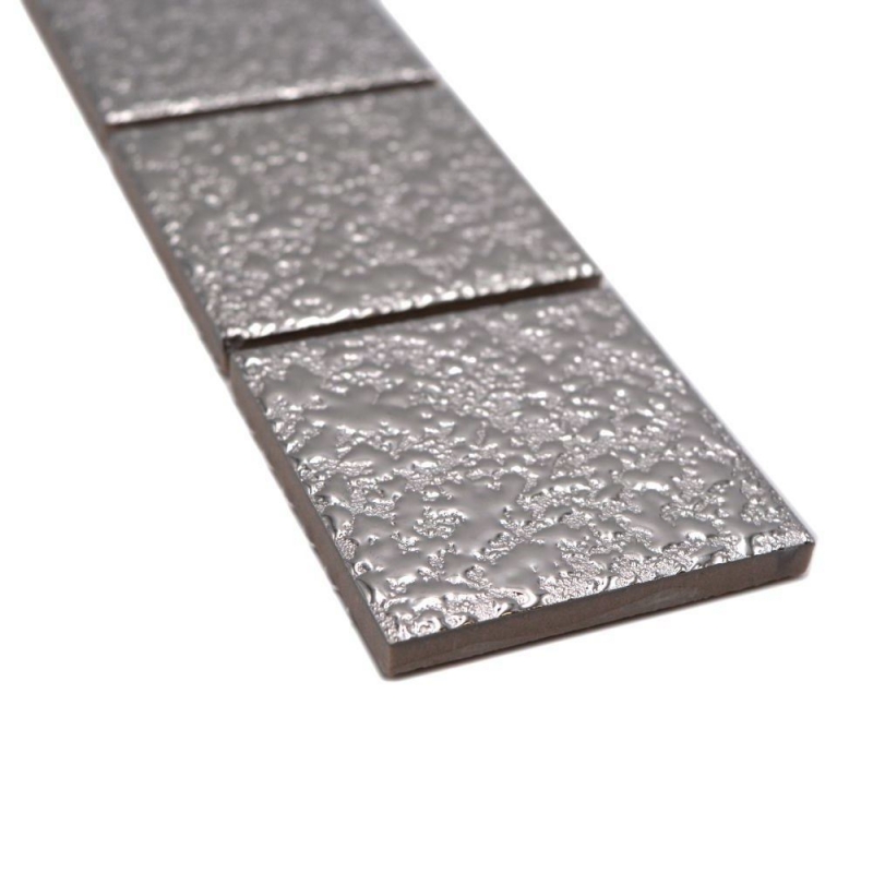 Bordo Border mosaico argento lucido aspetto martello piastrelle mosaico cucina piastrelle muro specchio bagno MOS16BOR-0207_f