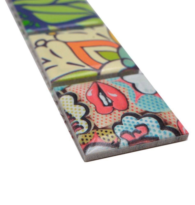Border Border mosaico multicolore multicolore lucido pop art look mosaico piastrella cucina piastrella muro specchio bagno doccia parete MOS14BOR-1606_f