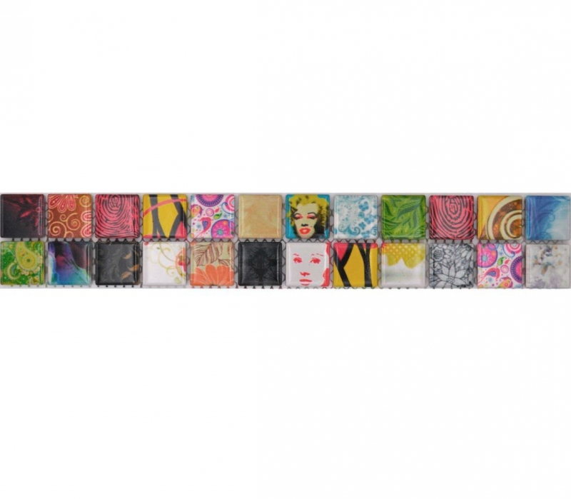 Border Border mosaico multicolore colorato lucido aspetto retrò piastrelle mosaico cucina piastrelle specchio bagno doccia parete MOS18DBOR-1605_f